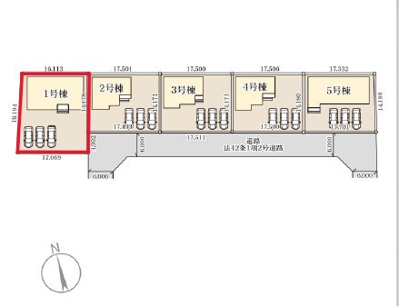 リーブルガーデン　第1小山中久喜　１号棟の区画図|１号棟　土地面積：318.03㎡（96.20坪）