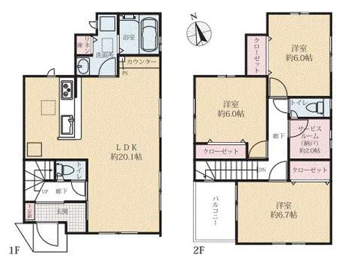 平塚市東中原　築浅戸建　の間取り