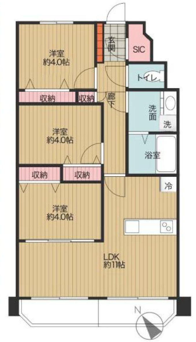 西東京市谷戸町２丁目の中古マンションの間取り