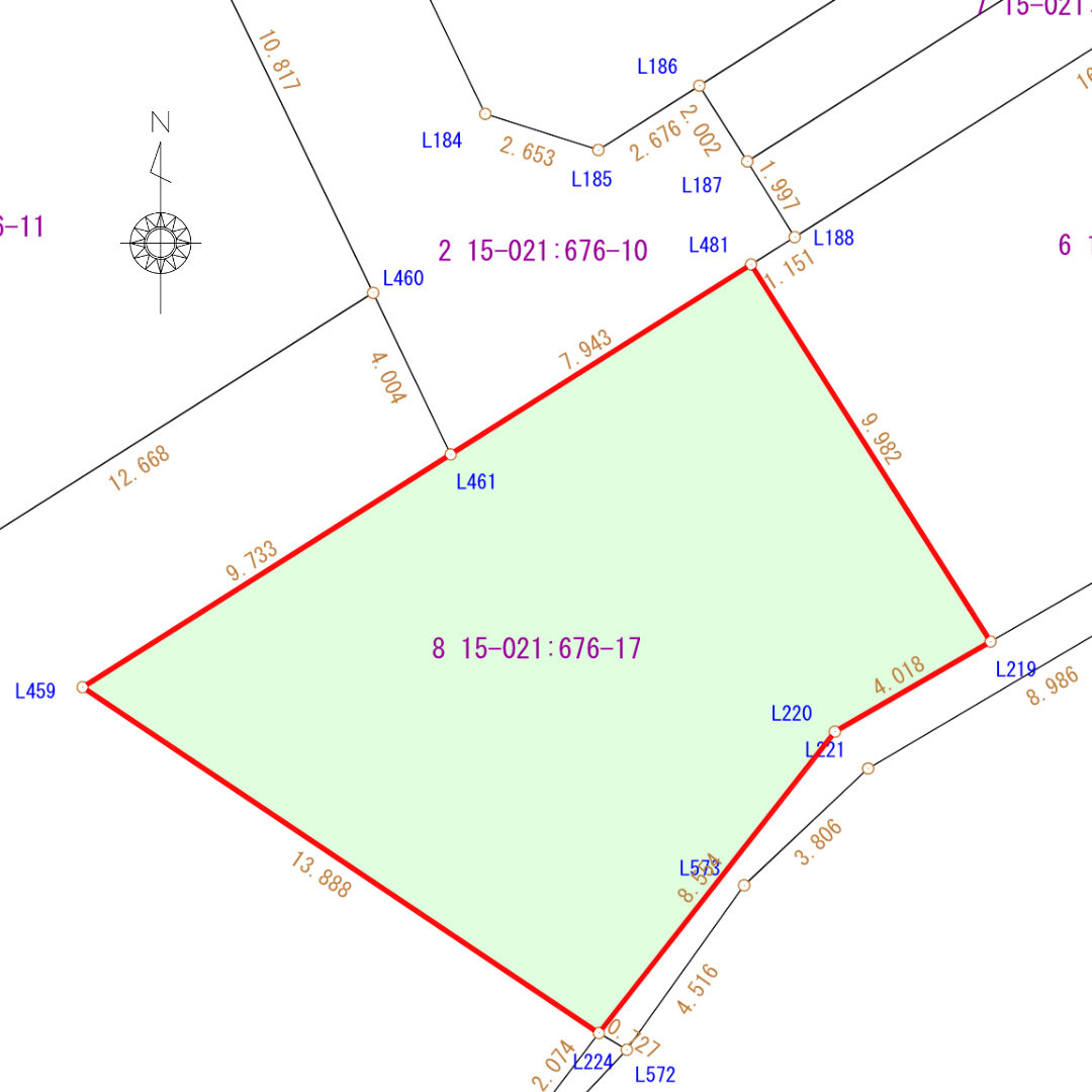 佐野676の土地図|地積測量図