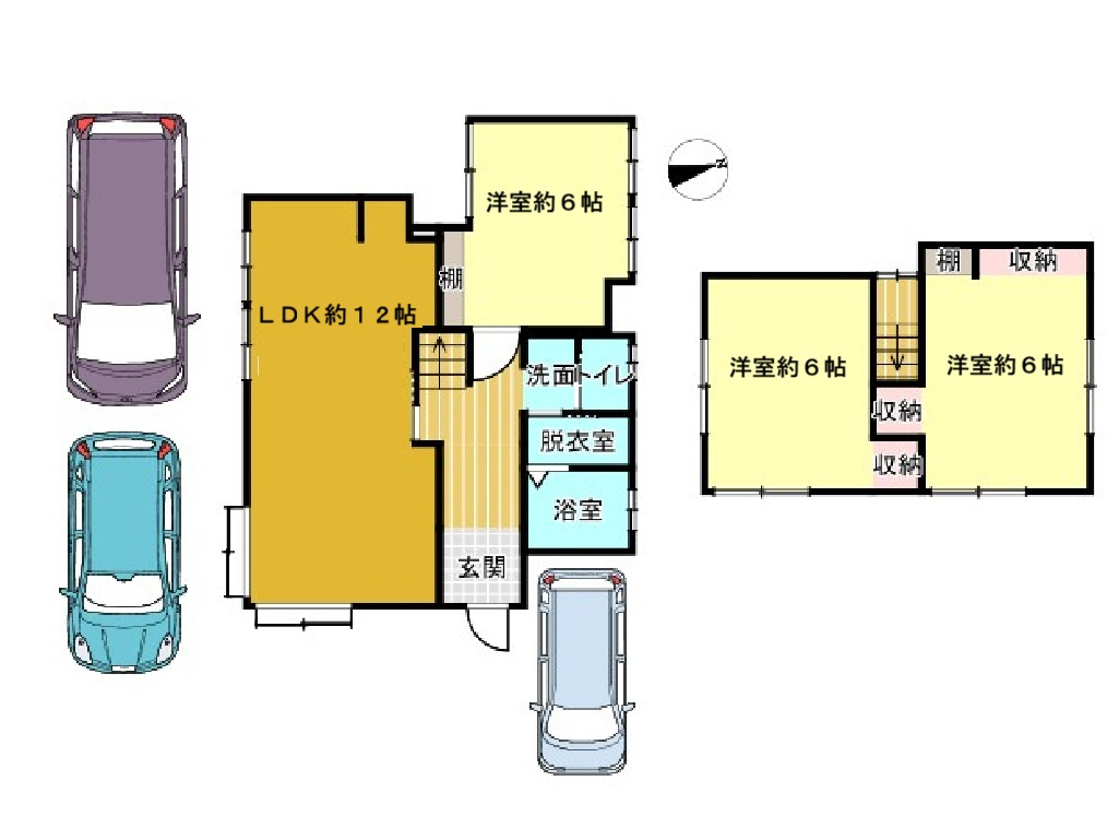 神辺町上御領　リフォーム住宅　駐車場３台の間取り