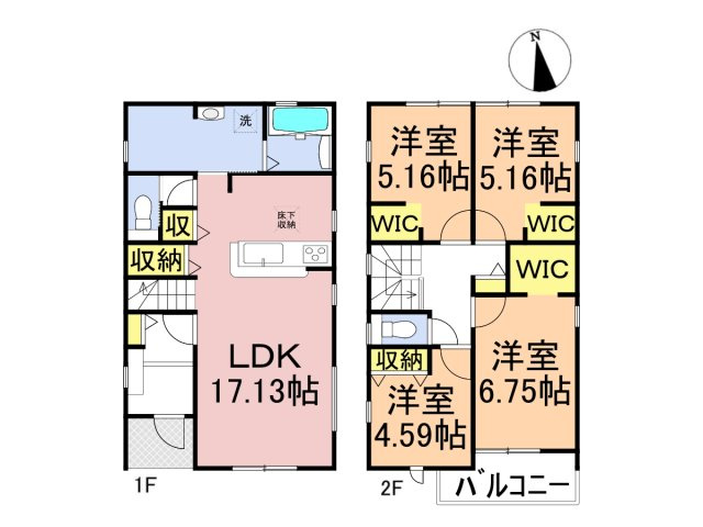 リーブルガーデン　各務原市川島渡町第2　全3区画分譲の間取り|■1号棟　■ヤマダ不動産　株式会社リライフ　
■夢のマイホーム購入をフルサポートします！