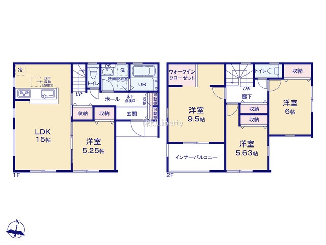 第1常総市相野谷町　新築戸建　2号棟の区画図