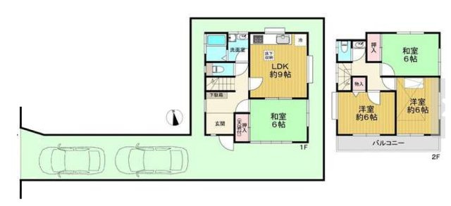 【間取り】 | 武蔵野市境南町５丁目　中古戸建て | ゆとりある敷地面積で駐車スペース2台確保、マイカーも安心