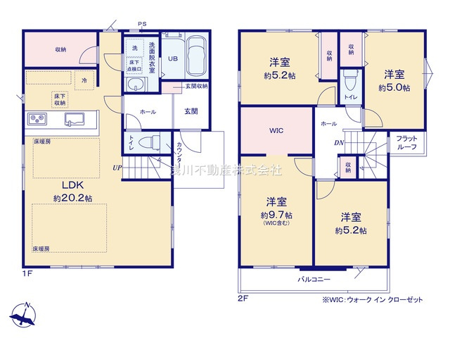 八王子市　上柚木　新築一戸建て　３期の間取り|～南向き4LDK　開放感のあるワンフロアリビングの間取り～
