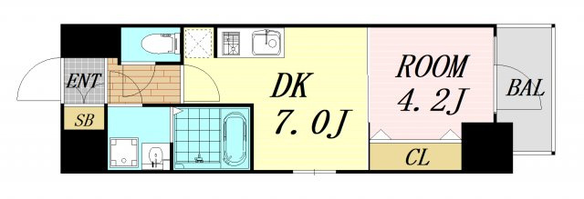 エスリード弁天町グロリア 仲介手数料無料の間取り