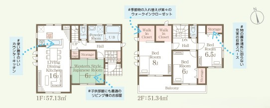 リーブルガーデン　第1小山中久喜　３号棟の間取り|３号棟　建物面積：108.47㎡（32.81坪）～4LDK+2WIC～