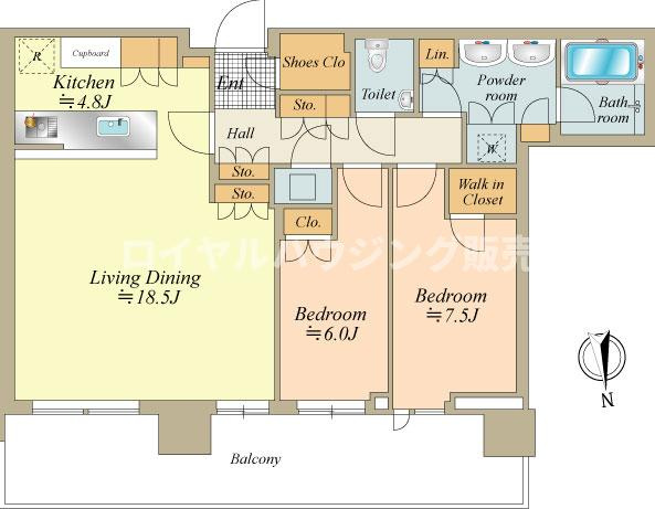 49階プレミアムフロア、87.24㎡、ゆとりのLDK約23.3帖