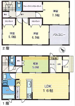 野田市山崎　中古戸建　令和3年築の間取り
