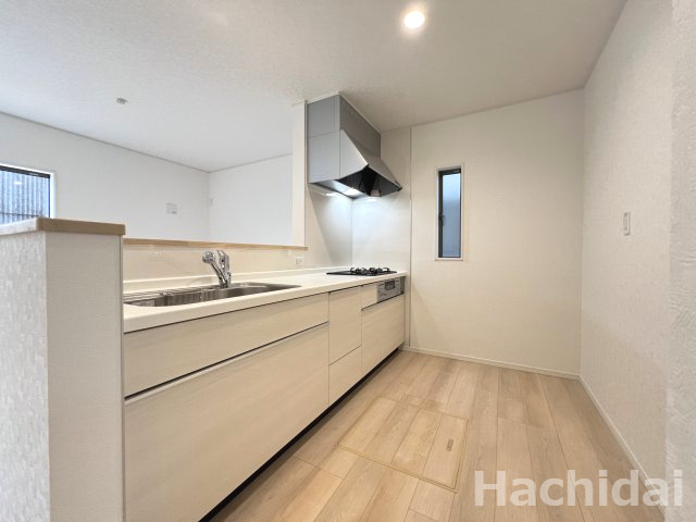 碧南市大浜上町第2　新築分譲住宅　＜2号棟＞のキッチン|収納豊富なシステムキッチンは、作業が快適でお手入れもカンタンです♪