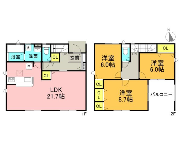 碧南市大浜上町第2　新築分譲住宅　＜2号棟＞の間取り|3LDK