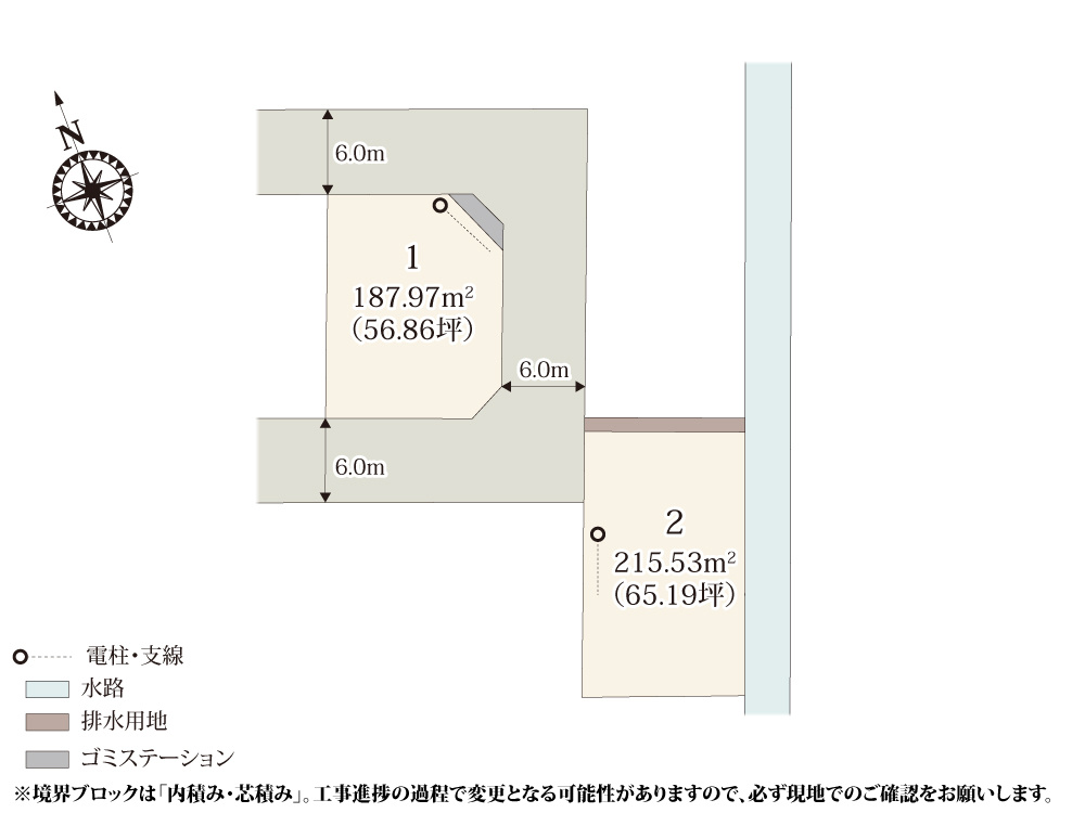 【区画図】 | 付近につくば霞ヶ浦りんりんロードがあるため、気軽にサイクリングを楽しめます。近隣も分譲地のため街並みが整っており、落ち着いた環境で過ごすことが出来ます。