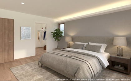 【完成予想図】 | 【主寝室　イメージパース】
※画像は設計図面を基に作成したイメージです。