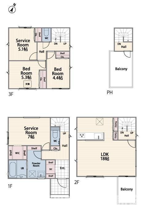 鎌倉市腰越４丁目５５４－８新築戸建ての間取り