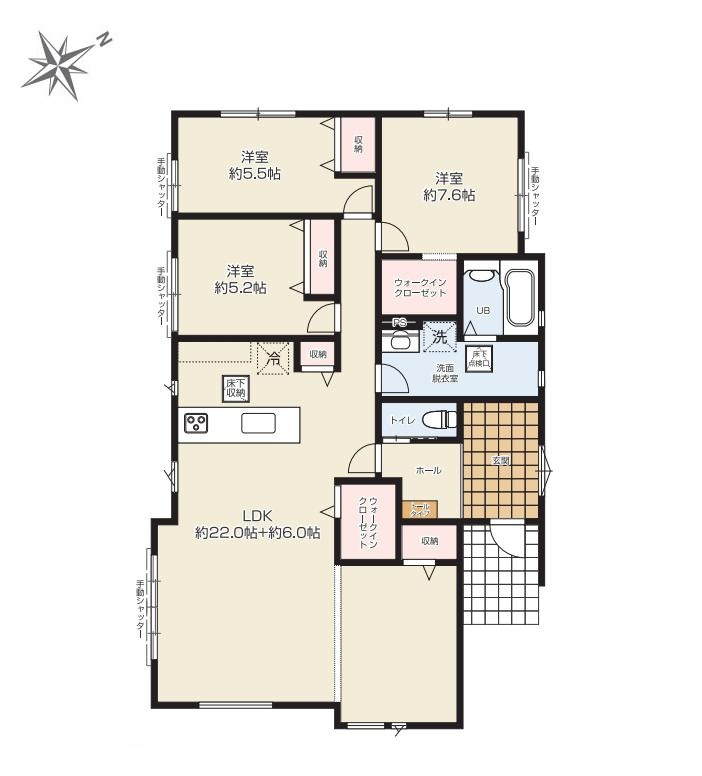ひたちなか市足崎1期　新築戸建　2号棟の間取り