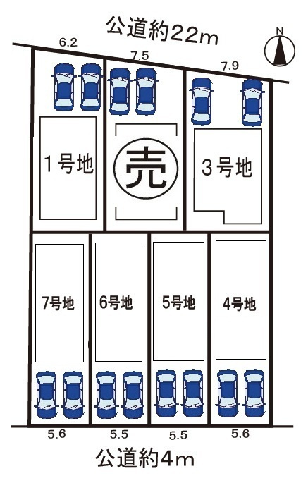 小牧市郷中２丁目　新築戸建　3号地の区画図|全3区画