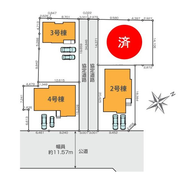 ひたちなか市足崎1期　新築戸建　4号棟の区画図