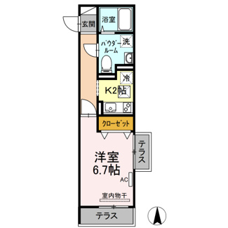 【間取り】 | 夢りんどうＶ | 1K