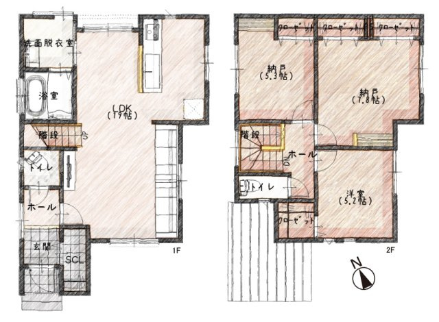 【間取り】 | ライフフィールド岸城町　11号地 | 収納豊富で居住空間をスッキリと使えるこだわりの1SSLDK。カースペース２台分（車種による）！