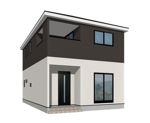 【外観パース】 | つくば市台町第3　新築戸建　4号棟 | 小中学校まで、それぞれ徒歩15分圏内！