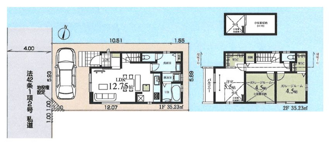 【間取り】 | 西東京市下保谷２丁目　新築戸建て　１号棟 | 小屋裏収納を備えた住まいは、見せない収納を叶える隠れた実力派