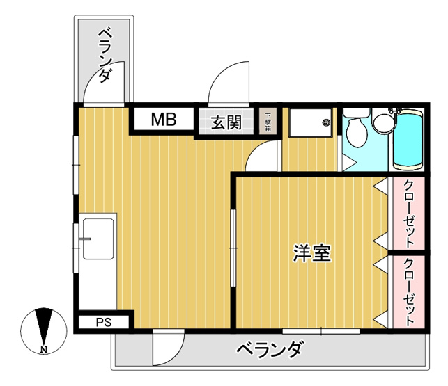 【間取り】 | 第2鷺坂ビル | １DK