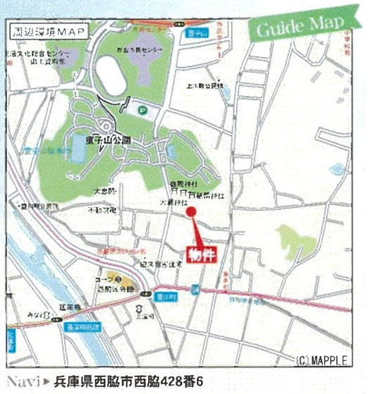 リーブルガーデン西脇15期　1号棟の地図|閑静な住宅街