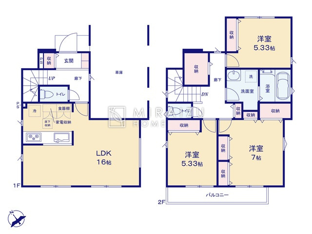 【間取り】 | 陽の光をたっぷりと浴びながら気持ち良く生活が出来ます。夢のマイホーム、夢ではなく実現出来ます！見学・ご相談等、お気軽にご連絡下さい。
