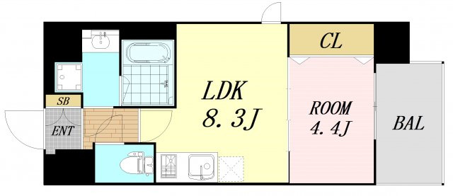 スプランディッド難波3　仲介手数料無料の間取り