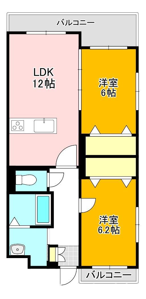 直方市大字感田の賃貸マンションの間取り