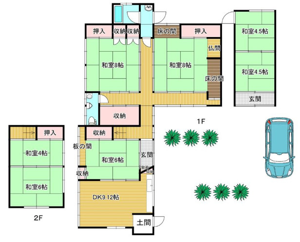 宇陀市菟田野岩崎　中古戸建の間取り|周辺には大宇陀の道の駅や廃校した小学校をリノベーションしたカエデや紅葉が見事で有名な奈良カエデの郷ひららがすぐです♪
