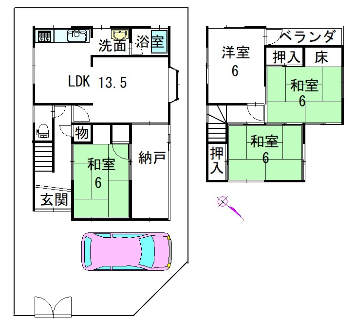 泉南市新家　中古住宅の間取り|s56年１月築　土地91.98㎡　建物82.32㎡　4SLDK