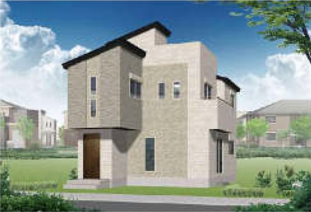 相模原市中央区田名　新築全5棟の外観パース|1号棟パース