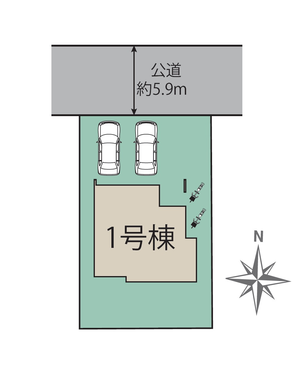 福岡市西区横浜2丁目第1-1棟（1号棟）の区画図|配置図（1号棟）