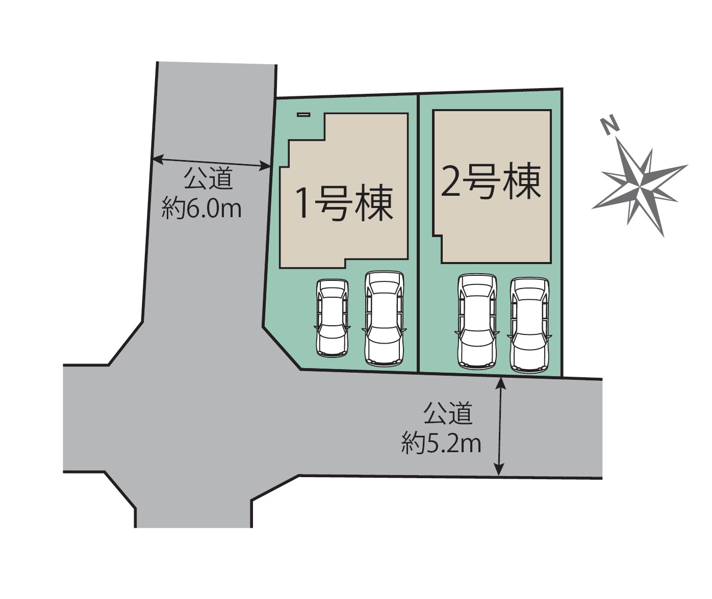 福岡市南区屋形原1丁目第1-2棟（2号棟）の区画図|配置図（2号棟）