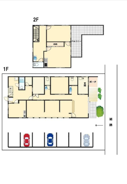 野洲市小篠原の店舗事務所の区画図