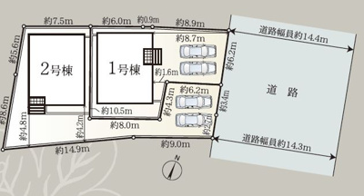 【区画図】 | 静岡市清水区村松原1丁目 4期 新築一戸建て 2号棟 | 2号棟の区画図です