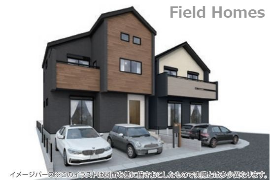 茅ヶ崎市高田3丁目新築戸建て　2号棟の外観パース|外観イメージ「茅ヶ崎市高田３丁目新築戸建て」