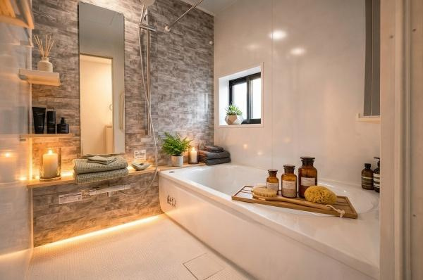 世田谷区喜多見１丁目の新築一戸建の浴室|ゆったりとお過ごしいただけるバスルームです。心と身体の疲れを癒してくれる安らぎの空間♪