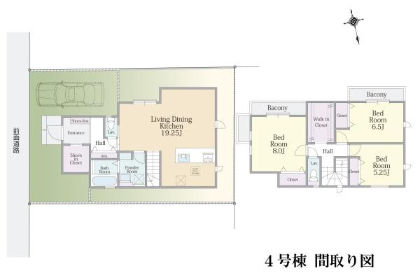世田谷区喜多見１丁目の新築一戸建の間取り