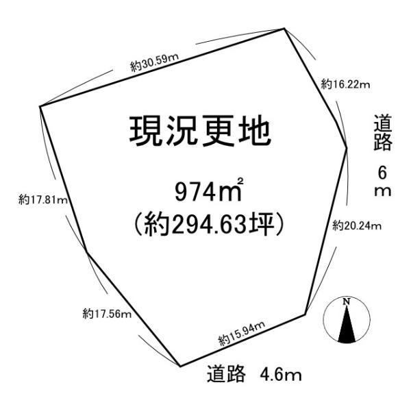 香芝市逢坂２丁目の売地の土地図