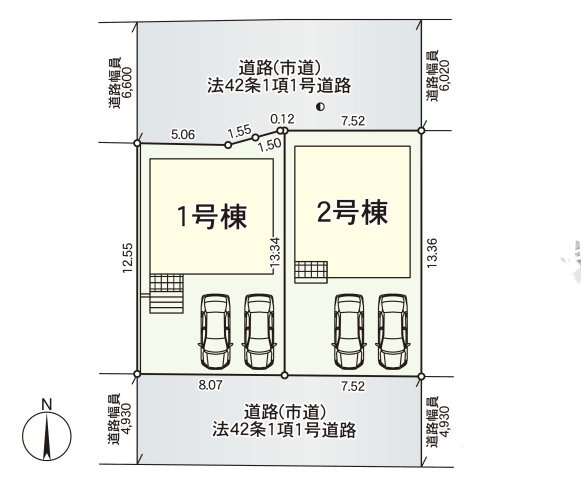 糟屋郡須恵町佐谷第1-2棟（1号棟）の区画図|配置図（1号棟）
