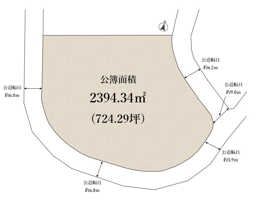 鷲林寺南町　売土地の土地図|土地価格3億2800万円、土地面積2,394.34m2 お好きな工務店・ハウスメーカーにて建築可能
弊社設計士によるプラン提案もいたします