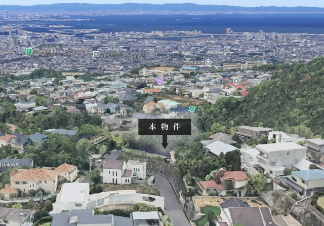 鷲林寺南町　売土地の前面道路含む現地写真|西宮市内を一望でき、四季折々の景観を楽しめる贅沢なロケーションです