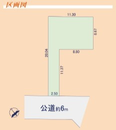 【中古】鶴ヶ島市富士見中古住宅の区画図|道路から少し入ったところで安全
