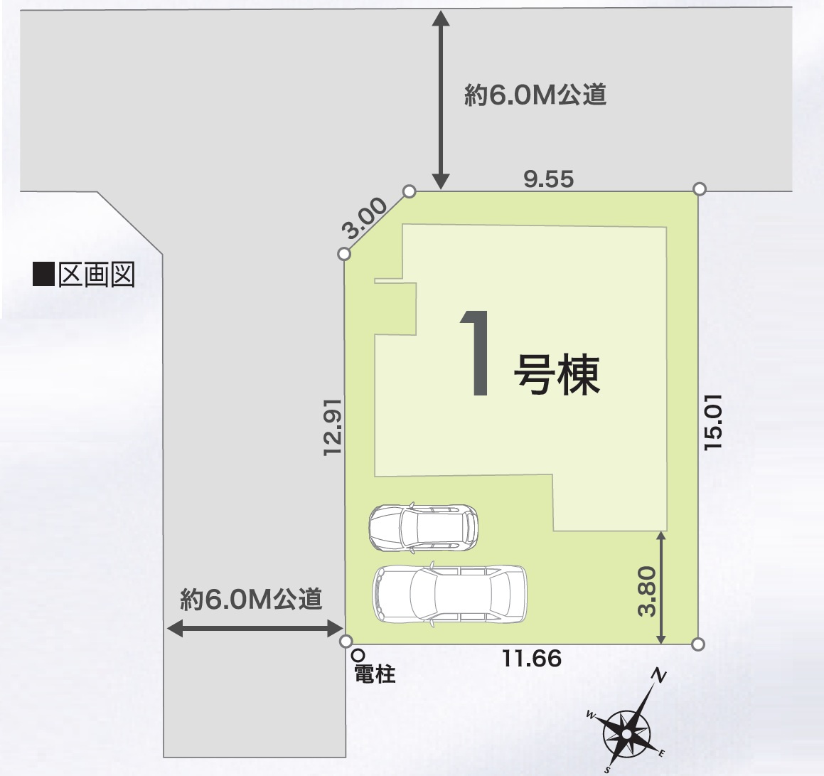 狭山市水野・全1棟　新築一戸建　～平屋住宅～の区画図|駐車並列2台可能（車種制限あり）