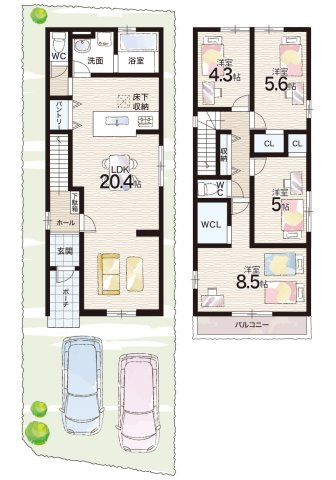 尼崎市塚口町　第2期　新築一戸建ての間取り|1号地