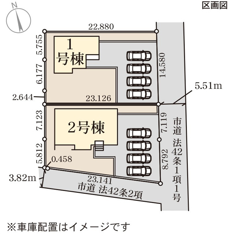 【Livele Garden】　久喜市佐間　全2邸の区画図|全棟配置図