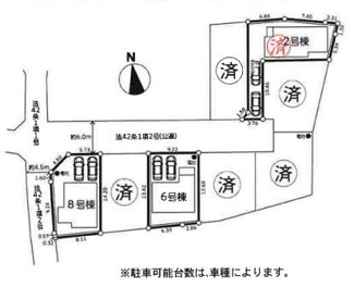 【区画図】 | 藤沢市高倉 6号棟 8期 | ６号棟　北側6m道路　カースペース並列で２台（車種による）
