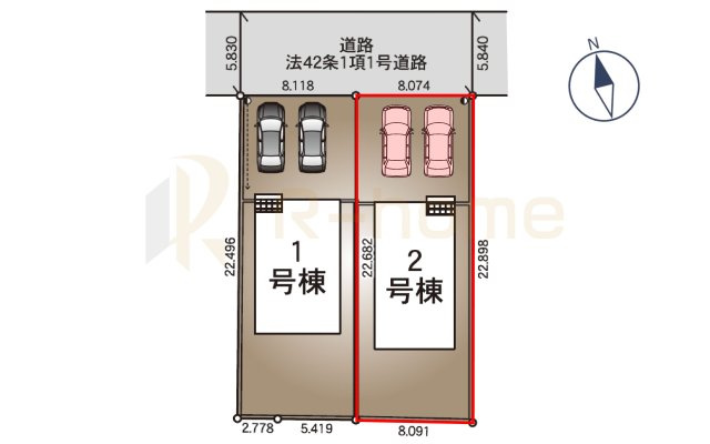 結城市結城第40　新築戸建て　2号棟の区画図|大きなお買い物だからこそ、メリット・デメリットを伝えさせて頂きます。
R-homeにお任せください♪